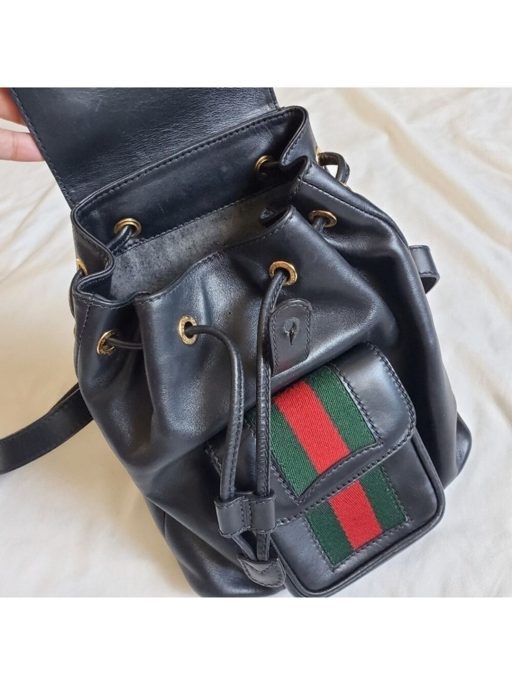 Vintage Gucci Mini Leather Backpack Bamboo Handle - Picture 7 of 16